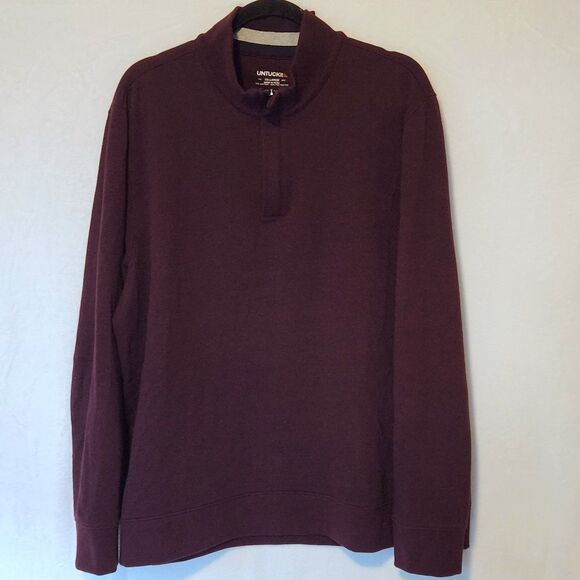 UntuckIt Men's XXL Corral 1/4 Zip Pullover Burgundy Sweatshirt - Picture 2 of 8